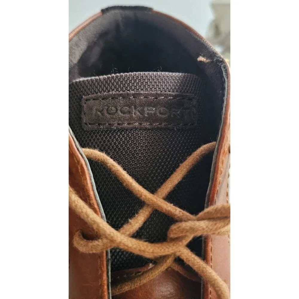 Rockport Berrenger Men’s Leather Chukka Boots 8.5 Brown Lace Up truTECH Comfort